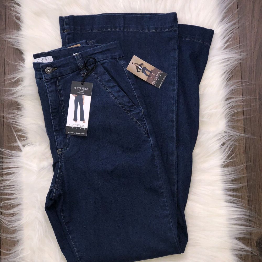 Sofia Jeans by Sofia Vergara Trouser Flare Various Size 16 Dark Wash Women NWT - Picture 5 of 13